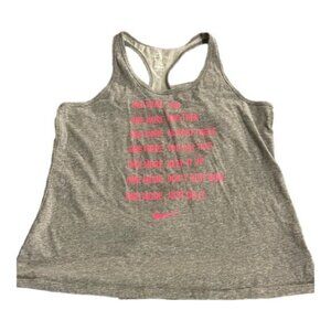 The Nike Tee Dri-Fit SWOOSH Iconic Racerback Gray Tank Top Size Large EUC #7950